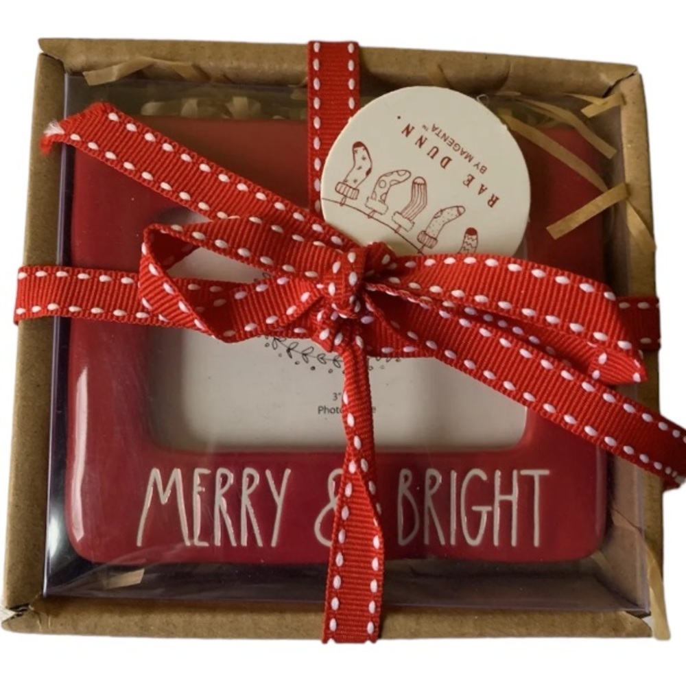 Rae Dunn Merry & Bright Red Picture Frame Ornament